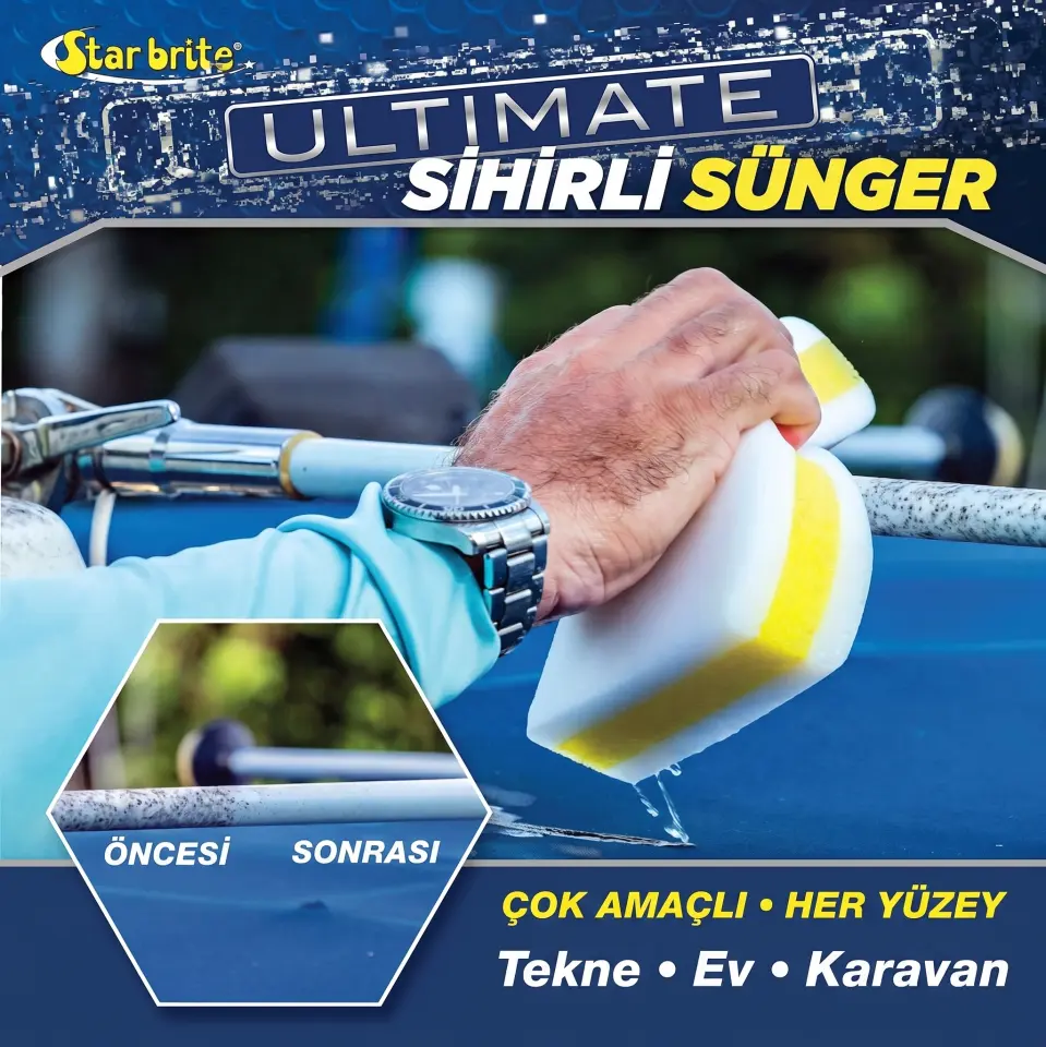 Starbrite® - Sünger Ultimate Magic Sponge XL (18x10 cm): Güçlendirilmiş Gövdesi ve Mikro Fırçalama Gücüyle En İnatçı Lekelere Anında Son Verin!