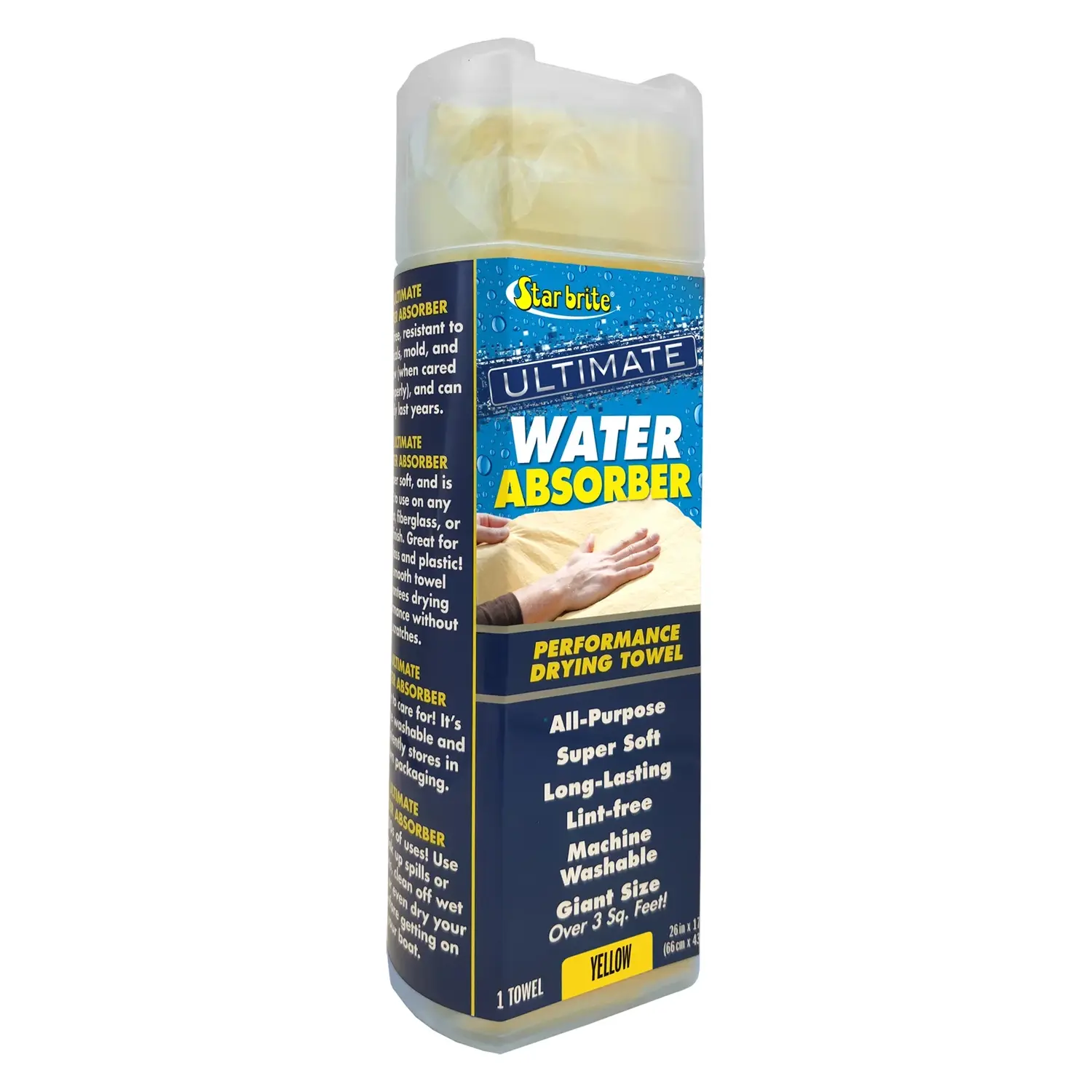 Starbrite® - Kurulama Bezi PVA Sarı Ultimate Water Absorber (66x43 cm): Doğal Güderilerden %50 Daha Güçlü Emiş, İz ve Çizik Bırakmayan Kusursuz Kurulama!