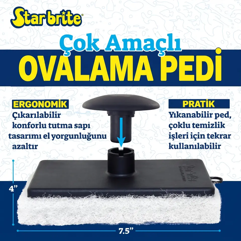 Starbrite® - Yumuşak Ovma Pedi (Hassas Yüzeyler İçin): Çizmeyen Güvenli Temizlik, Profesyonel Ergonomi!