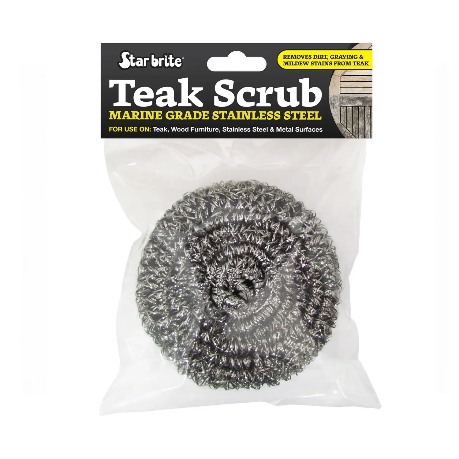 Starbrite® - Tik Ovma Teli ''Magic Scrub'' (Paslanmaz Çelik): Tik Ahşaplardaki İnatçı Kir ve Küflere Karşı Profesyonel Çözüm!