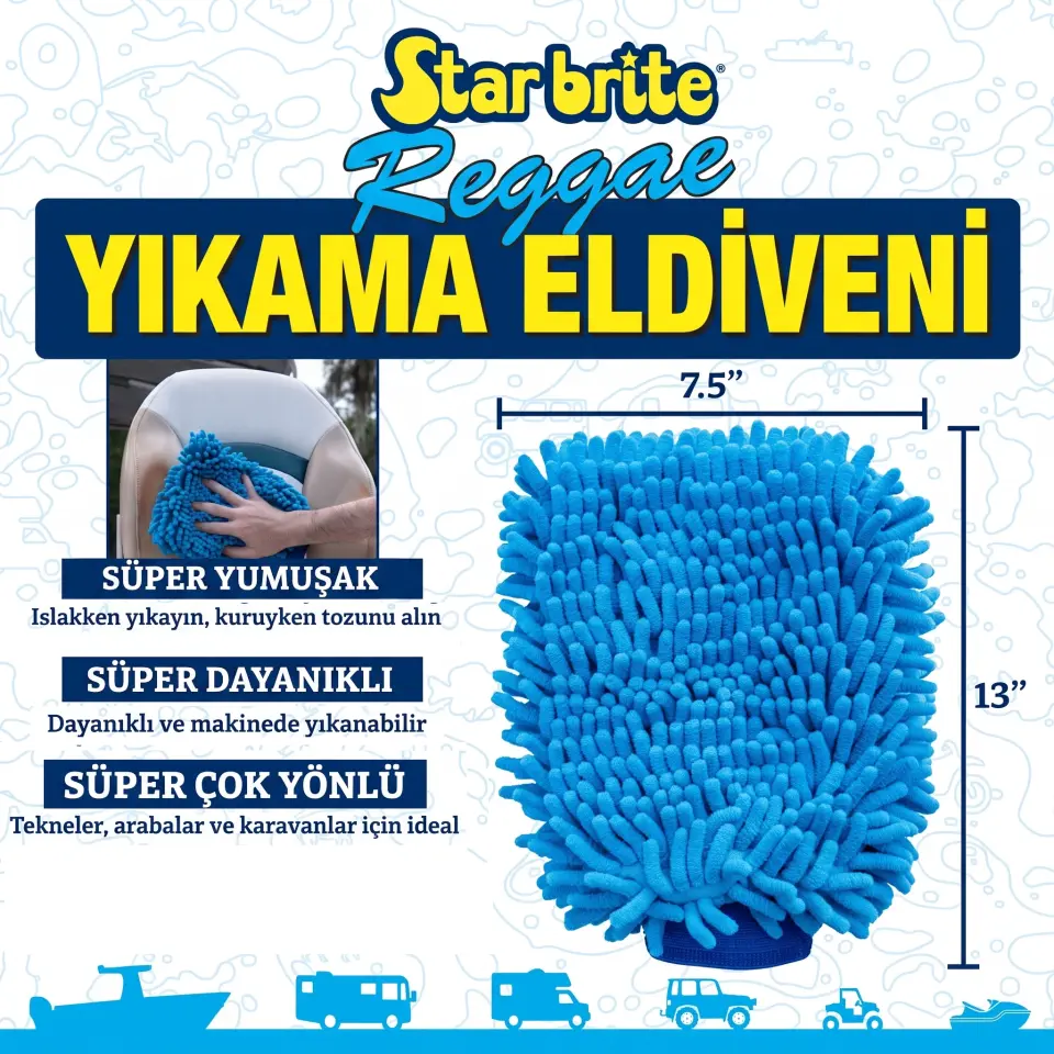 Starbrite® - Yıkama Eldiveni Mikrofiber Reggae: Çizmeyen Süper Emiş Gücü, Islak ve Kuru Kullanım Konforu!