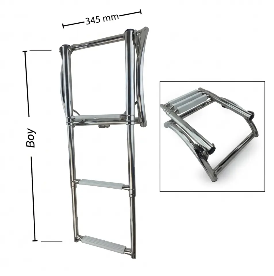 Sealux Teleskopik Paslanmaz Bot Merdiveni (3 Basamaklı) En: 34.5 cm Boy: 88 cm