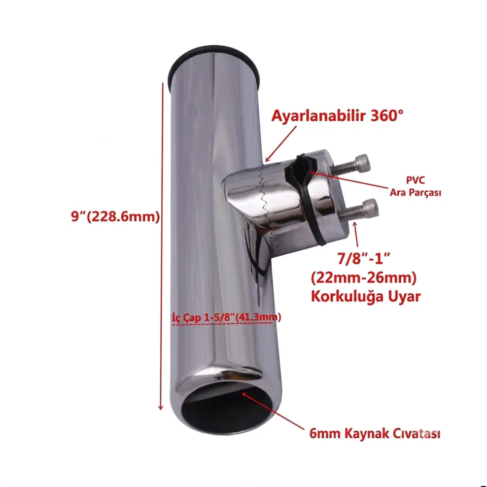 Sealux - Kamış Yuvası Mafsallı Hareketli Vardavela Montajlı (14mm - 30mm) Paslanmaz