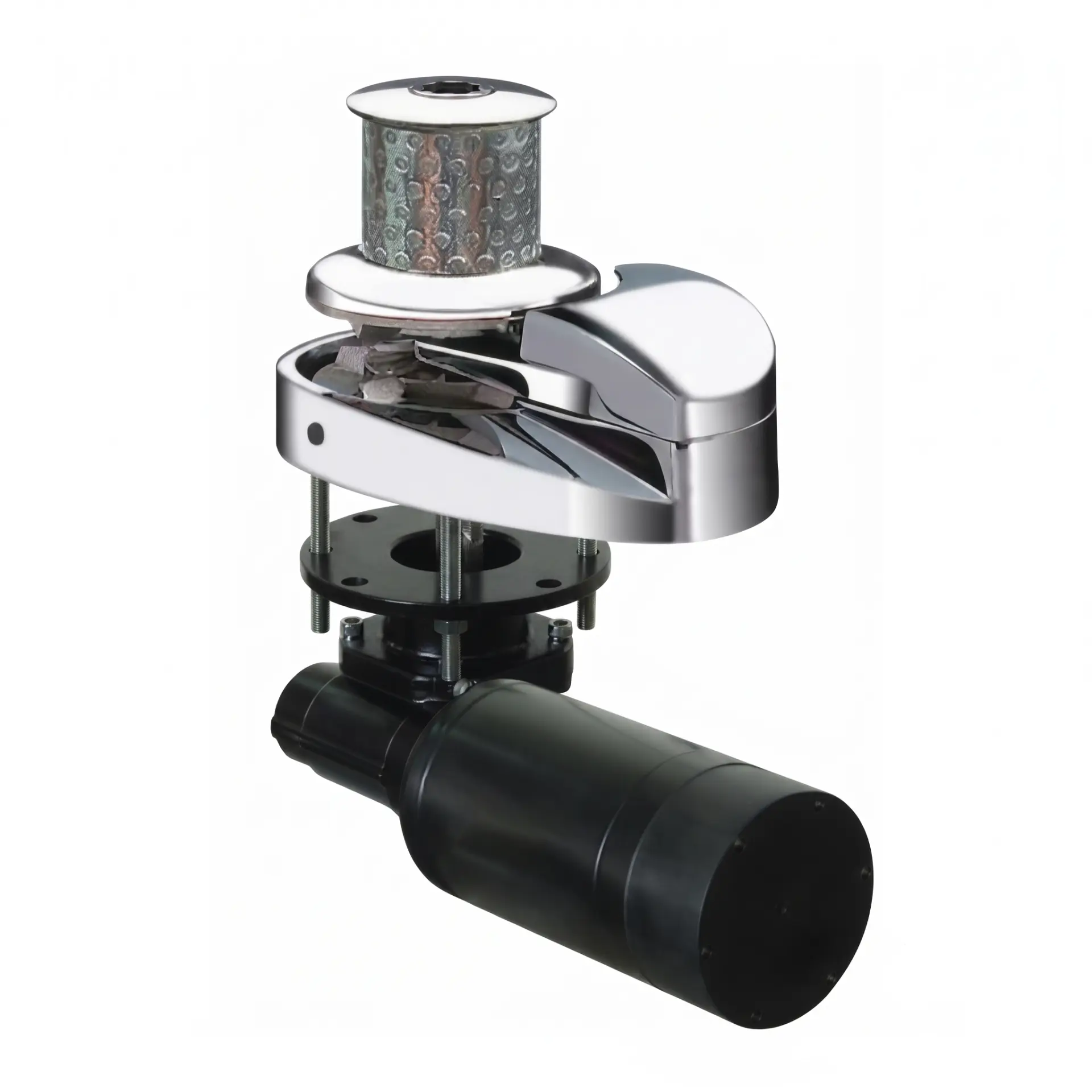 South Pacific WS1100C - 12V Yatık Motorlu Dik Irgat 8mm Tamburlu (Halat Fenerli) Krom Gövdeli - Pratiklik ve Gücün Mükemmel Uyumu