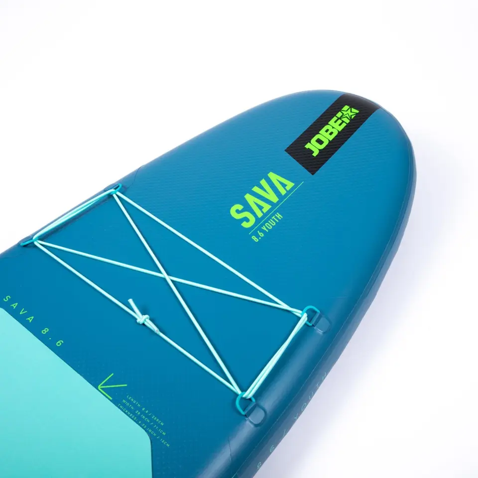 JOBE Sava Sup Board 8.6 Seti - Turkuvaz - Taşıma Kapasitesi: 80 Kg - Çocuk ve Genç Maceracılar İçin Su Üstünde Güven ve Eğlence