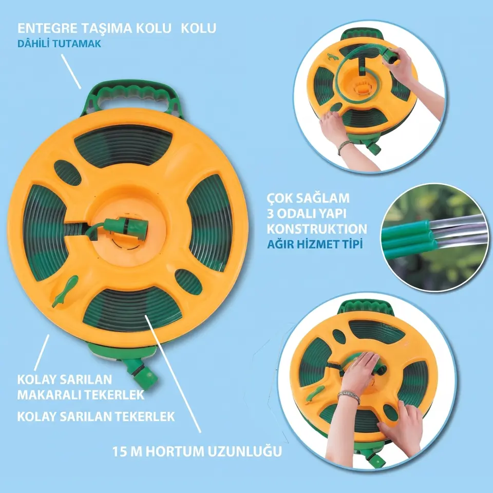 Yachticon - 3-Kameralı Yassı Hortum Kiti (15 Mt): Karmaşaya Son, Kesintisiz Su Akışı