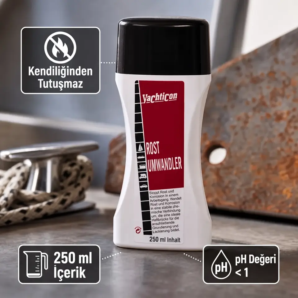 Yachticon - Paslanma ve Korozyon Önleyici Pas Dönüştürücü (250 ml): Pası Sökmez, Kararlı Bir Zırha Dönüştürür!