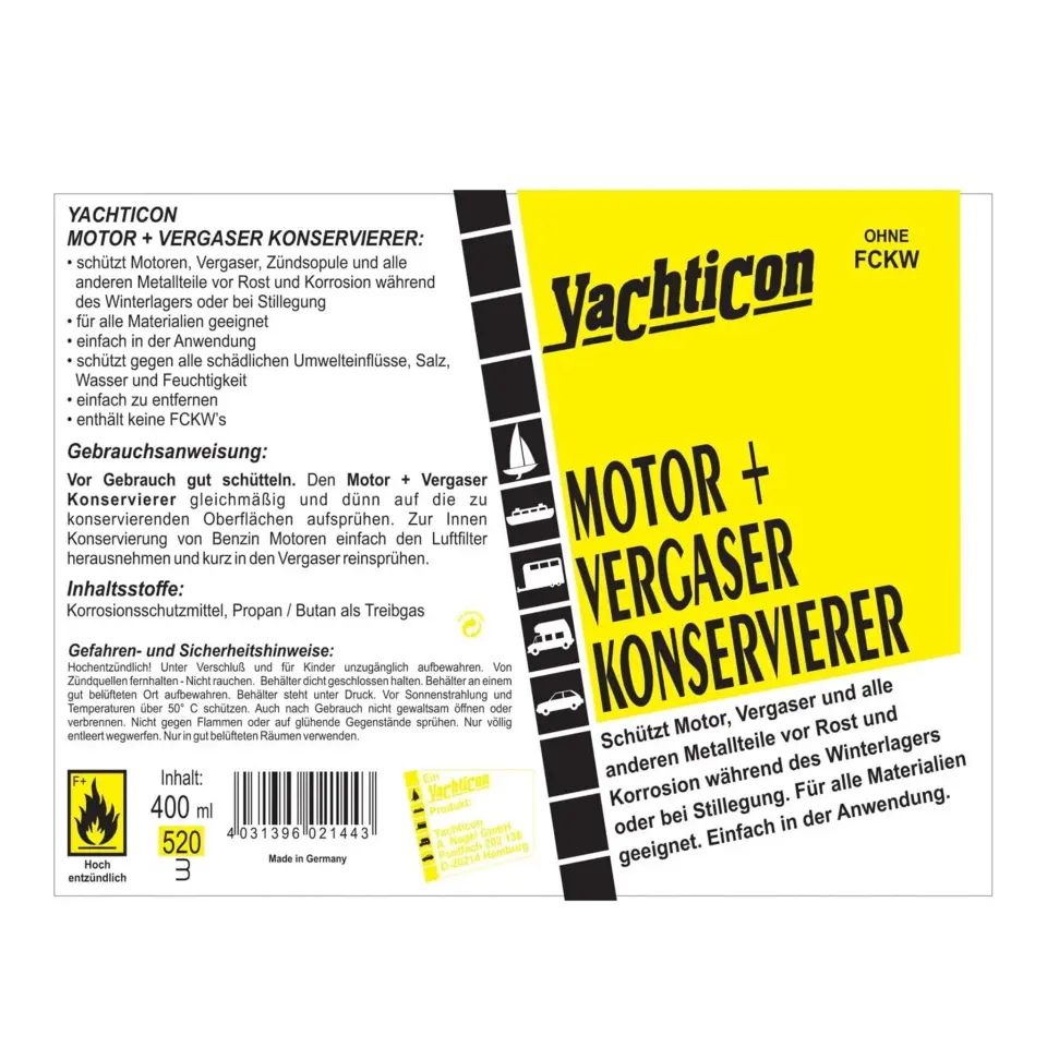 Yachticon - Motor ve Karbüratör Koruyucu Sprey (400 ml):  Kış Uykusunda Motorunuz İçin En Güvenli Zırh!