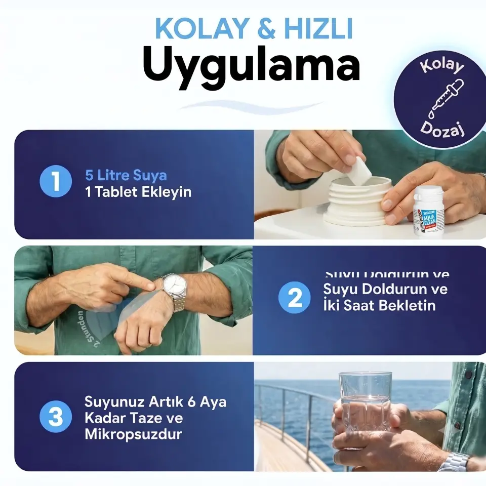 Yachticon - Aqua Clean Klor İçermez (100 Tablet): Güvenli Ve Taze İçme Suyu Sağlar.
