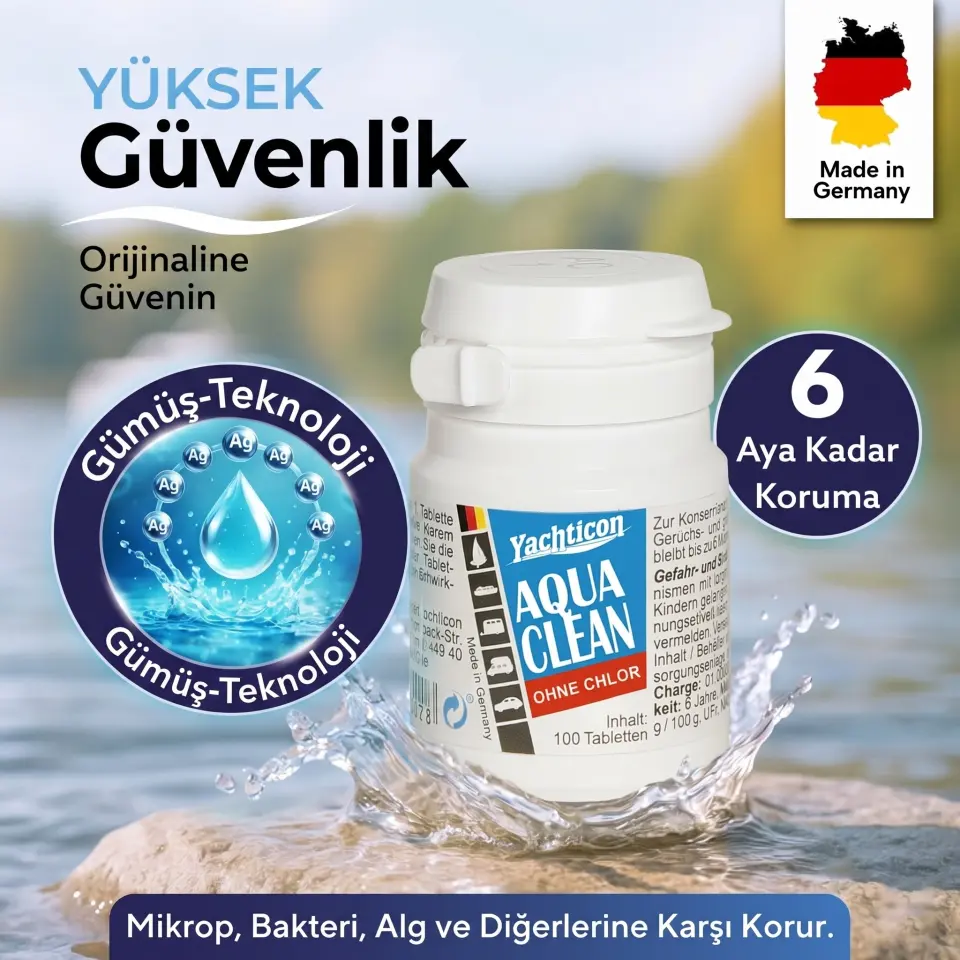 Yachticon - Aqua Clean Klor İçermez (100 Tablet): Güvenli Ve Taze İçme Suyu Sağlar.
