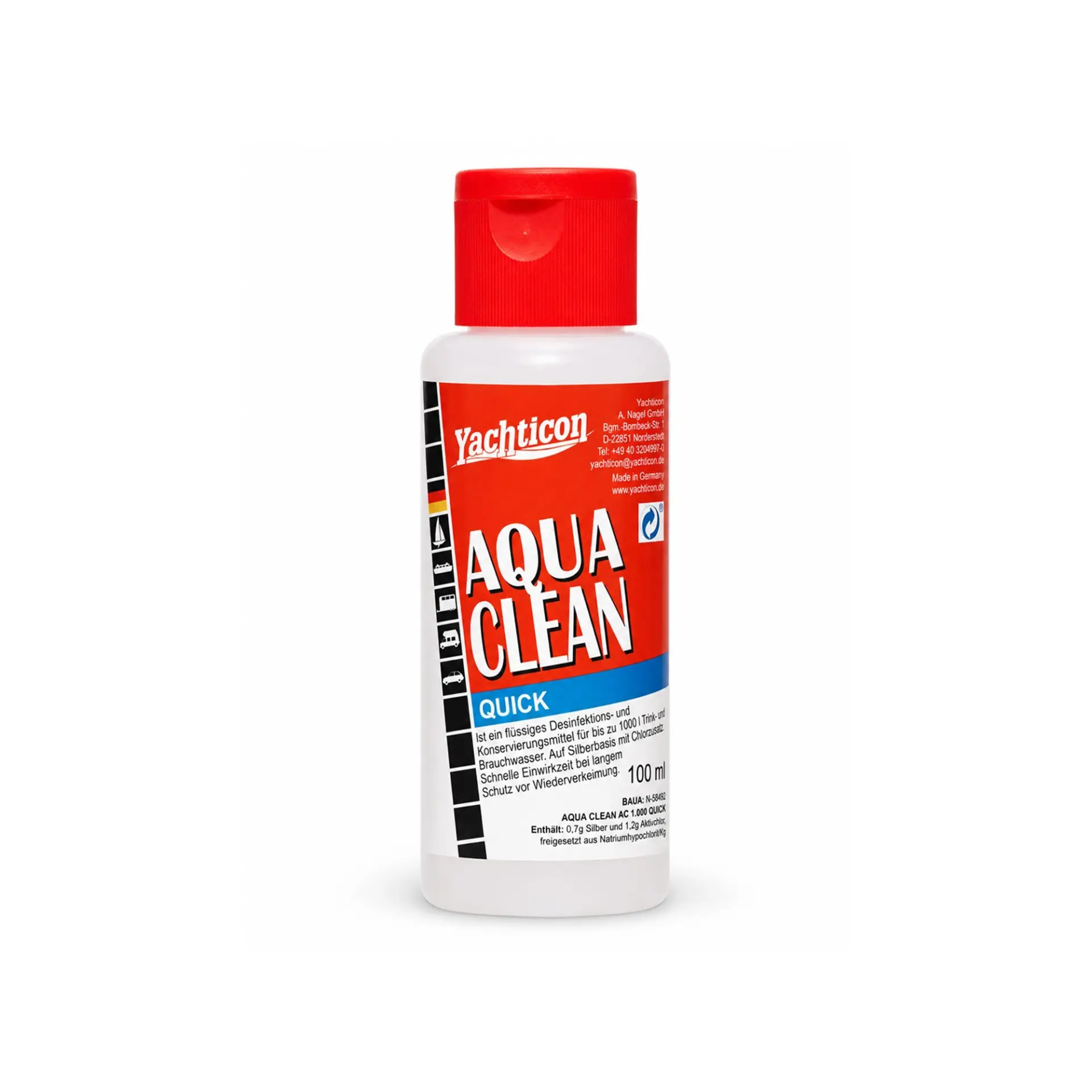 Yachticon - Aqua Clean Klor İçermez Sıvı (100ml): Sadece 30 Dakikada Güvenli İçme Suyuna Ulaşın!