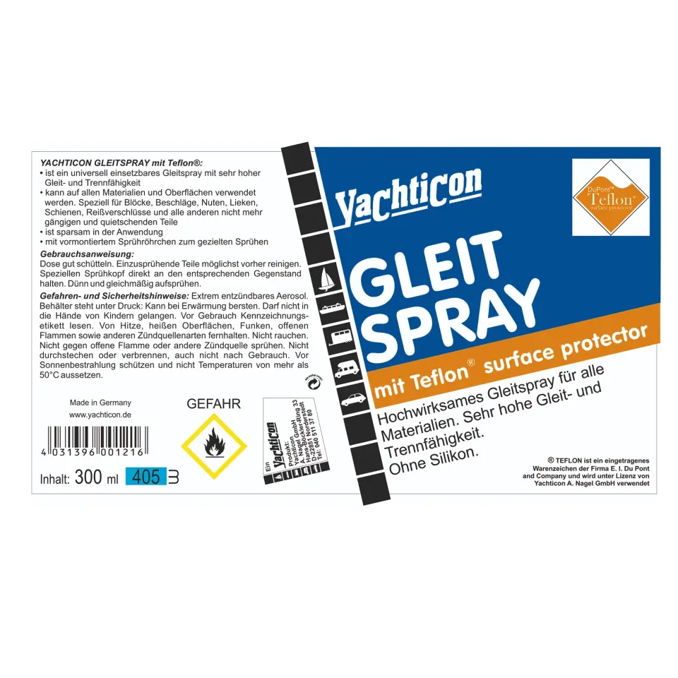 Yachticon - Teflonlu Silikon Kaydırıcı Sprey (300ml): Sürtünmelere, Sıkışmalara ve Gıcırtılara PTFE Gücüyle Son Verin!
