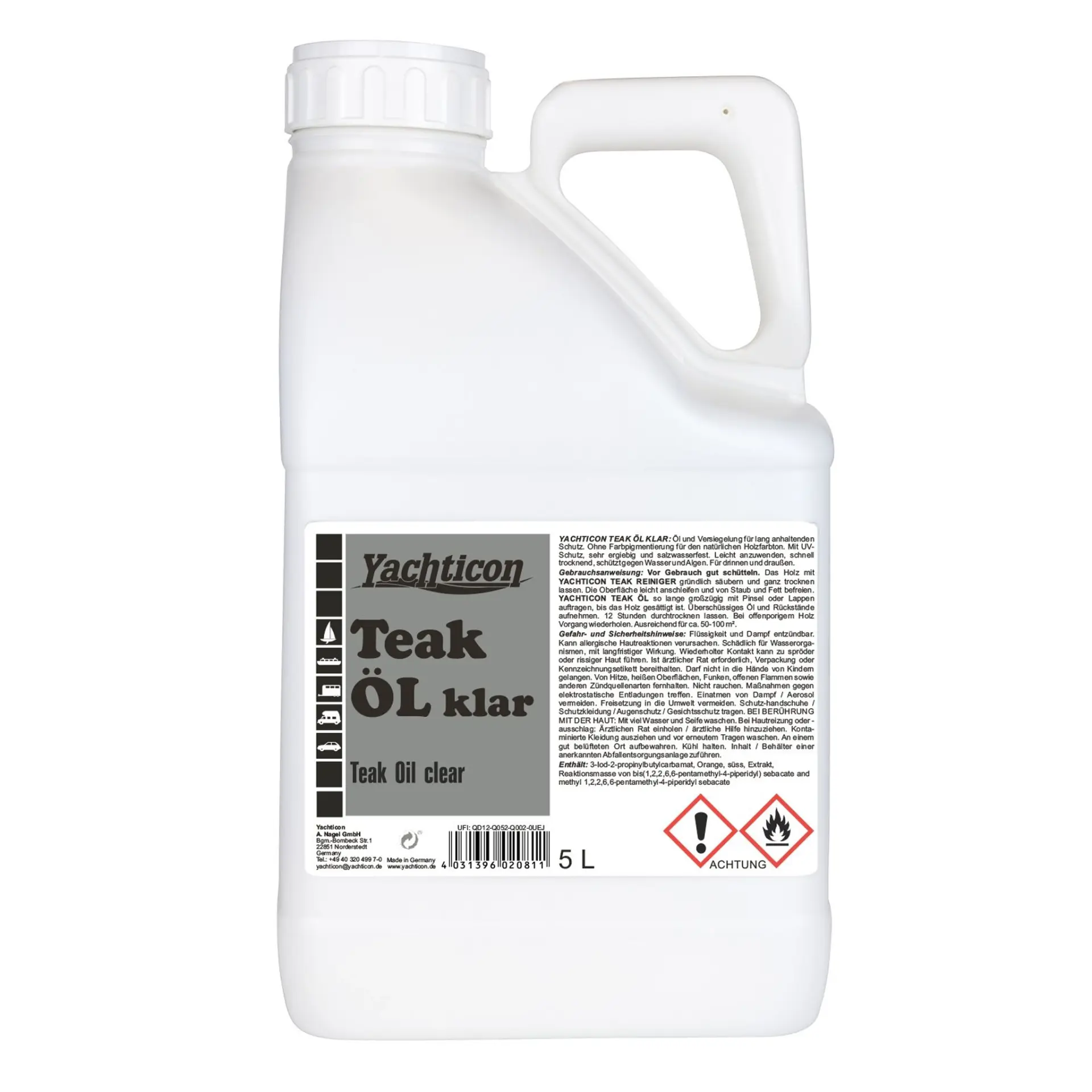 Yachticon - Şeffaf Tik Yağı (5 Lt): Ahşabınızın Doğal Dokusuna Dokunmadan UV ve Su Kalkanı Oluşturun!