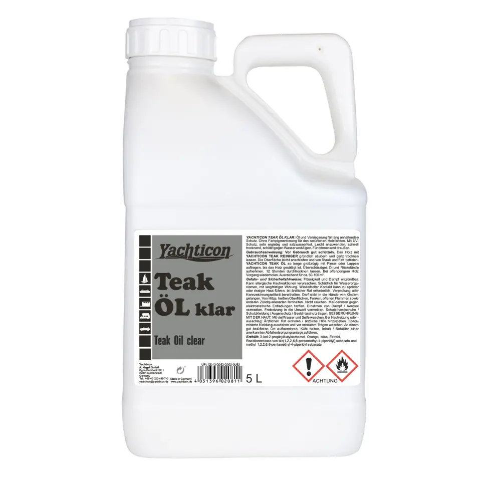 Yachticon - Şeffaf Tik Yağı (5 Lt): Ahşabınızın Doğal Dokusuna Dokunmadan UV ve Su Kalkanı Oluşturun!