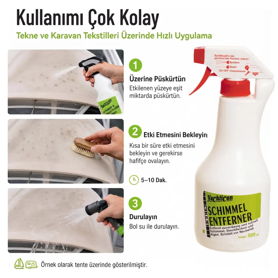 Yachticon - Küf ve Mantar Sökücü Sprey (500 ml): Püskürtün ve İzleyin; Küf, Yosun ve Kötü Kokulara Ovalamadan Son Verin!