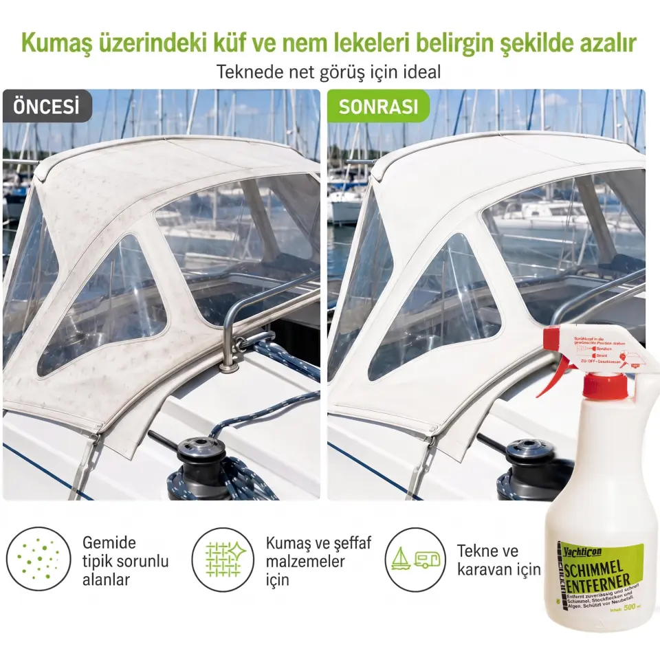 Yachticon - Küf ve Mantar Sökücü Sprey (500 ml): Püskürtün ve İzleyin; Küf, Yosun ve Kötü Kokulara Ovalamadan Son Verin!