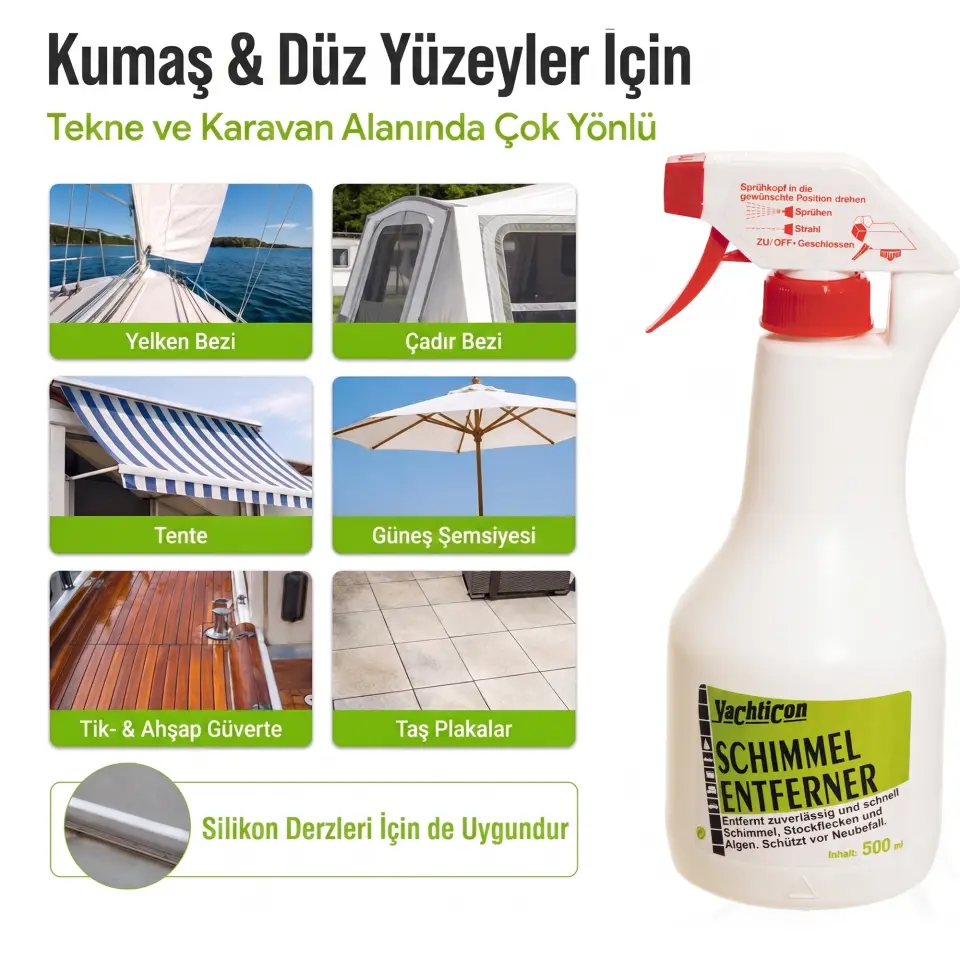 Yachticon - Küf ve Mantar Sökücü Sprey (500 ml): Püskürtün ve İzleyin; Küf, Yosun ve Kötü Kokulara Ovalamadan Son Verin!