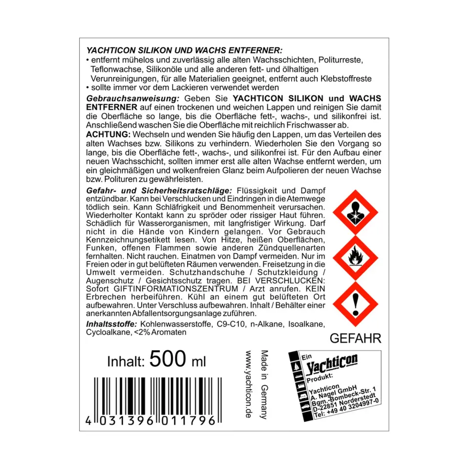 Yachticon - Silikon ve Cila Sökücü Temizleyici (500 ml): Boya ve Yeni Cila Öncesi Kusursuz Yüzey Temizliği ve Yağ Arındırma!