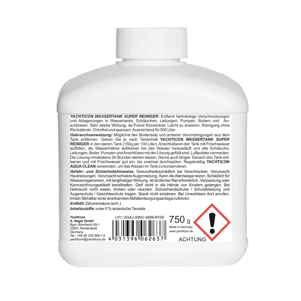 Yachticon - Temiz Su Tankı Temizleyici Toz (750 g): İçme Suyu Sistemlerinizde Klor İçermeyen Saf Oksijen Gücüyle Derinlemesine Hijyen!