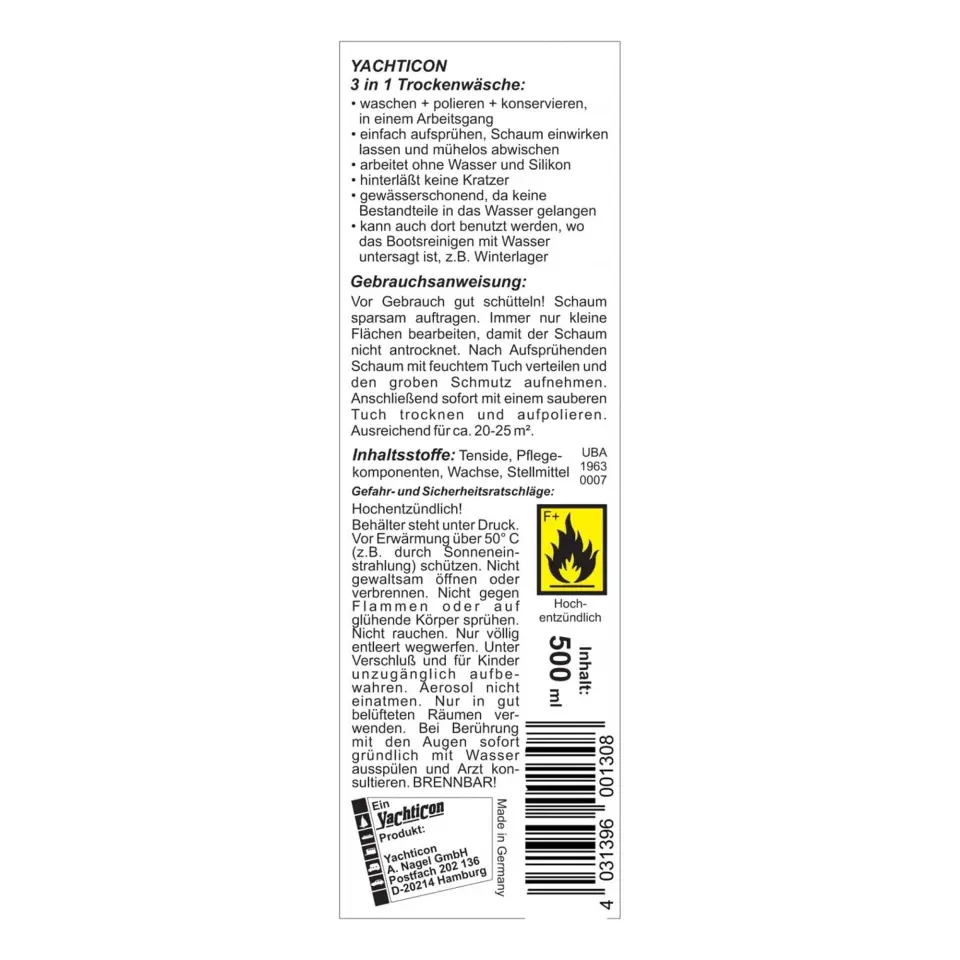 Yachticon - 3'ü 1 Arada Susuz Kuru Yıkama ve Parlatıcı (500 ml): Suya İhtiyaç Duymadan Her Yerde Kusursuz Temizlik ve Parlaklık!