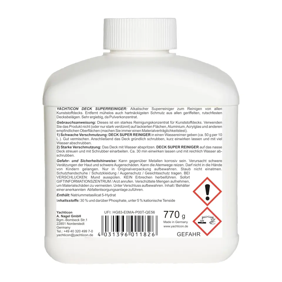 Yachticon - Süper Güverte Temizleyicisi Toz (770 Gr): Güverte Temizleyici Toz Kaymaz ve Pürüzlü Güvertelerdeki En İnatçı Kir ve Yağlara Kesin Çözüm!