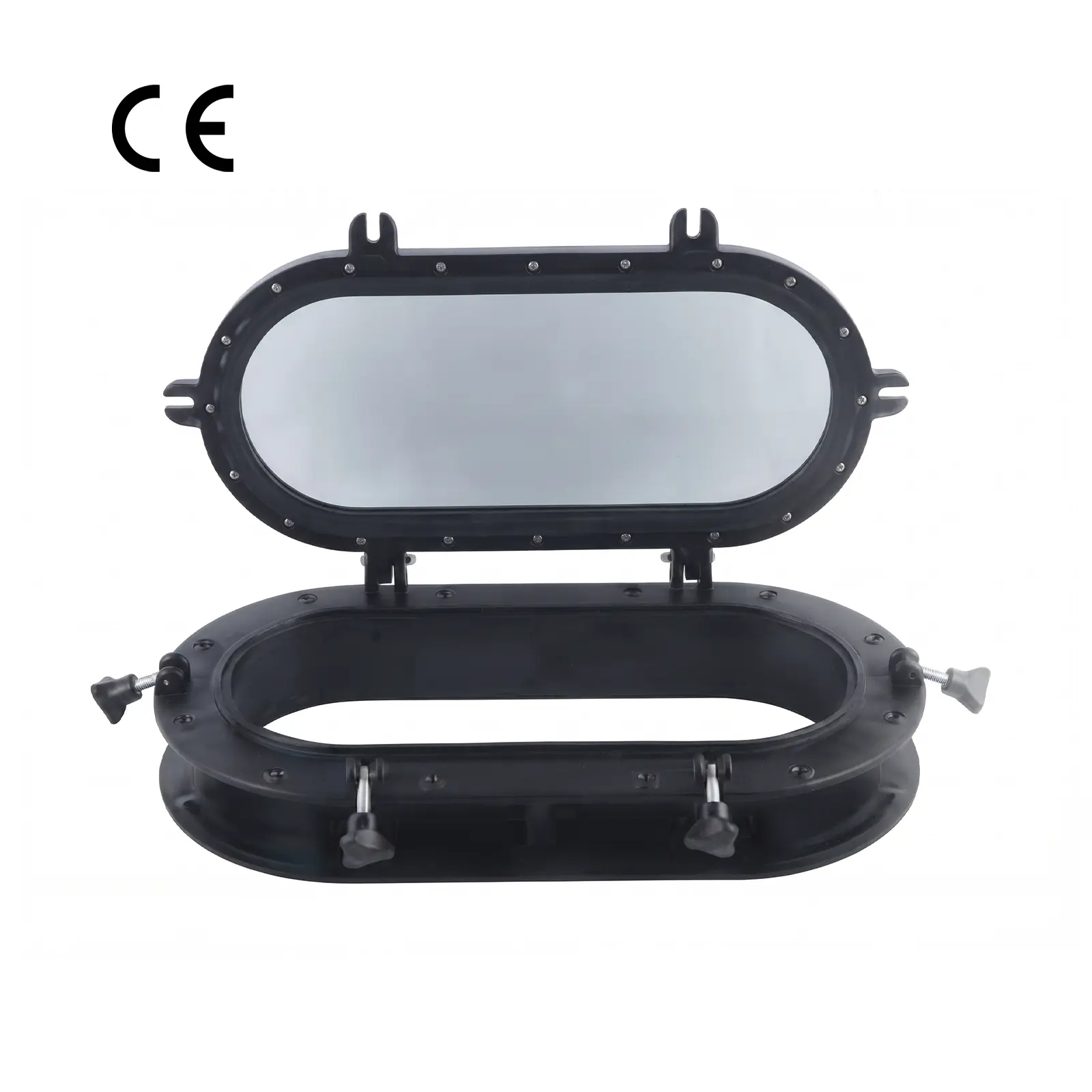 Sealux - Oval Lumboz ABS Plastik Siyah (50x26cm): Füme Temperlenli Cam Estetiği ve Maksimum Sızdırmazlık Güvencesi!