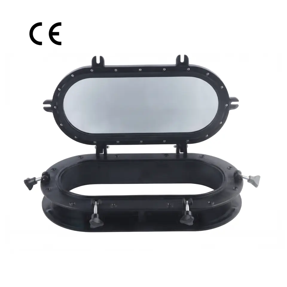 Sealux - Oval Lumboz ABS Plastik Siyah (50x26cm): Füme Temperlenli Cam Estetiği ve Maksimum Sızdırmazlık Güvencesi!