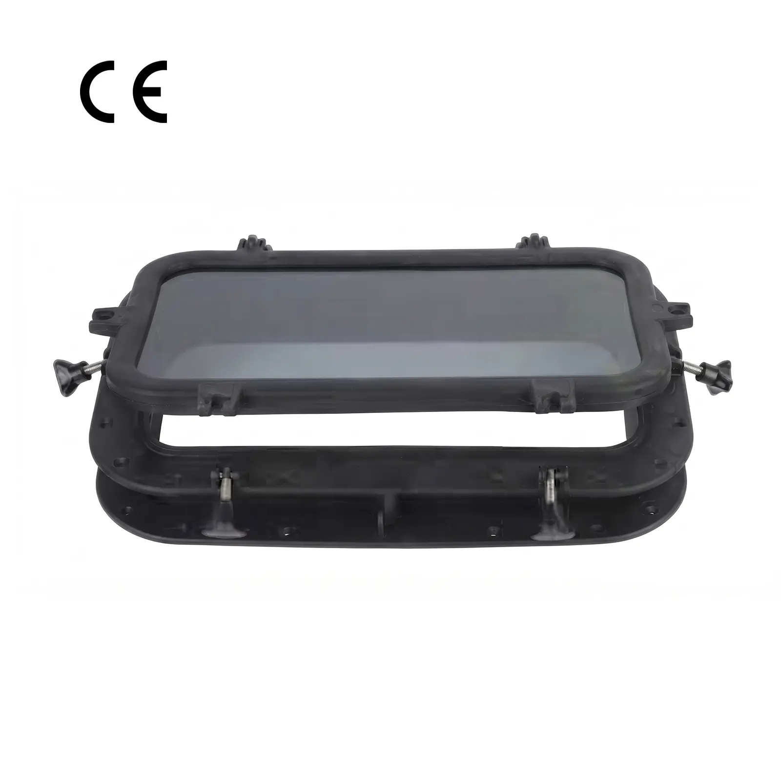 Sealux - Dikdörtgen Lumboz ABS Plastik Siyah (50x30cm): Füme Temperlenli Cam Estetiği ve Maksimum Sızdırmazlık Güvencesi!