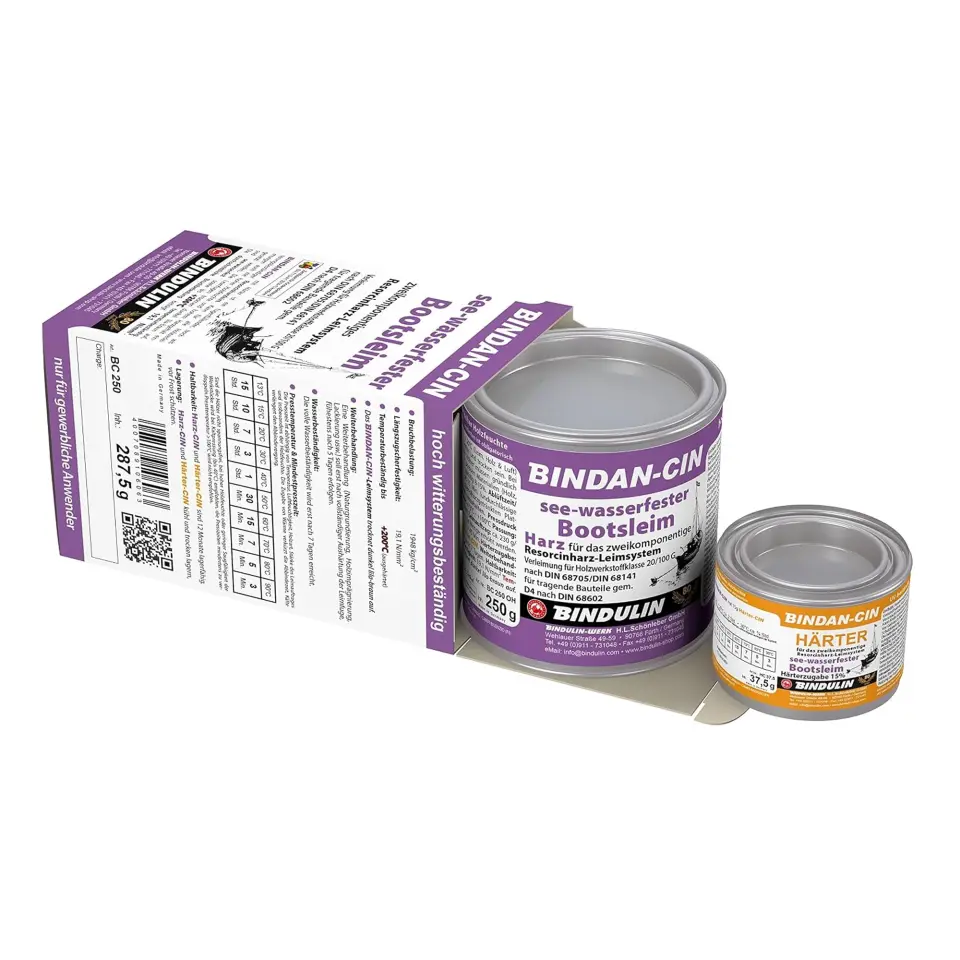 BINDULIN - Çift Komponentli Deniz ve Ahşap Tutkalı (250 Gr): Marin Koşullarına Meydan Okuyan, 19,1 N/mm² Gücünde Profesyonel Yapıştırma!