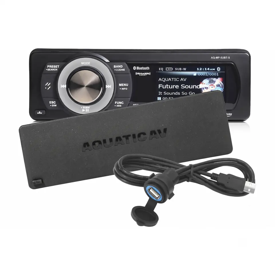 Aquatic - MP5+ Stereo Marin Teyp / Müzik Çalar (Adventure+ Serisi): Açık Hava ve Deniz Tutkunları İçin Tasarlanmış Renkli Ekranlı, SiriusXM Uyumlu Su Geçirmez Marin Ses Sistemi!