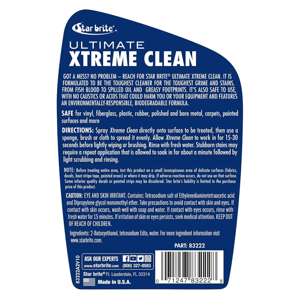 Starbrite® - Güçlü Çok Amaçlı Tekne Temizleyici (650 ml) Ultimate Xtreme Clean : Balık Kanı, Yağ ve İnatçı Lekelere Karşı Ovmasız Kesin Çözüm!