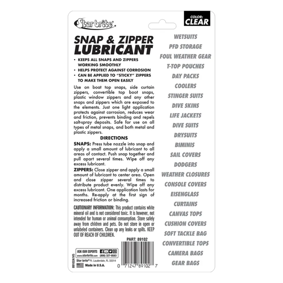 Starbrite® - PTEF® Katkılı Çıtçıt ve Fermuar Yağlayıcı (56 g): Sıkışan Fermuarlara ve Paslanan Çıtçıtılara Son, Teflon Gücüyle Kusursuz Akıcılık!