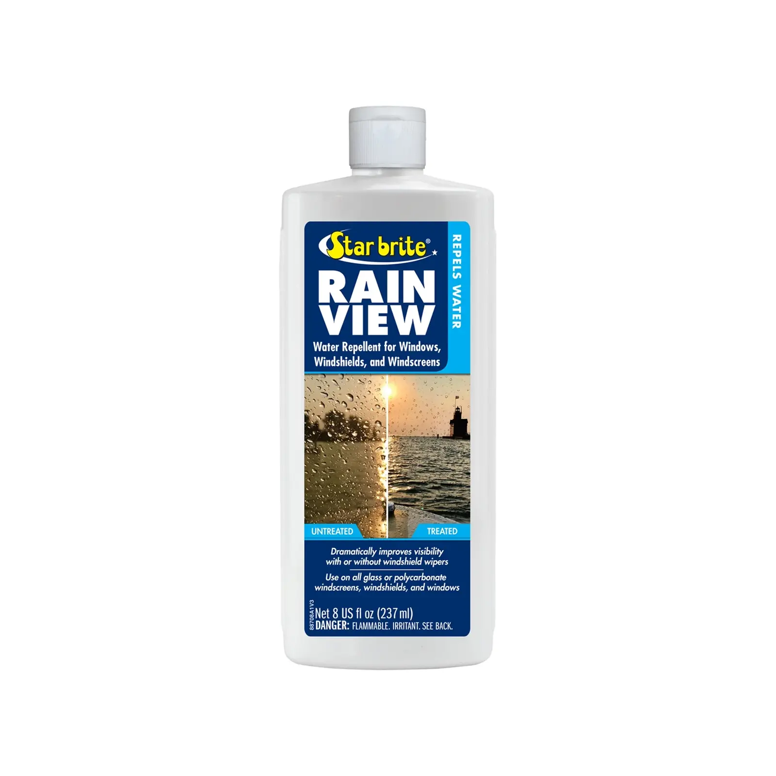 Starbrite® - Rain View Marin Cam Yağmur Kaydırıcı (237 ml): Yağmurlu ve Fırtınalı Havalarda Sınırsız Görüş Netliği, Su Damlalarına Yol Verin!