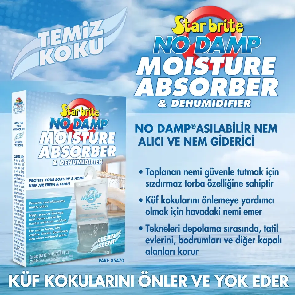 Starbrite® - No Damp Asılabilir Nem Alıcı (450 g): Teknede ve Kapalı Alanlarda Rutubete, Küf Kokusuna ve Paslanmaya Son!