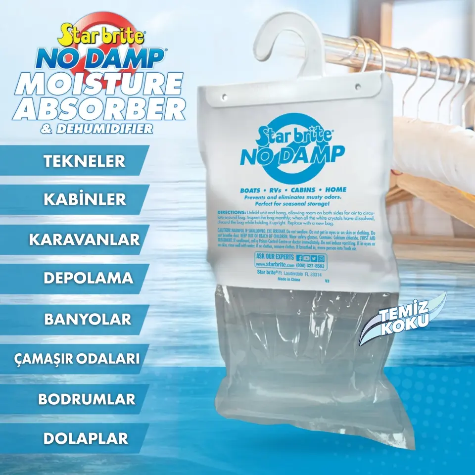 Starbrite® - No Damp Asılabilir Nem Alıcı (450 g): Teknede ve Kapalı Alanlarda Rutubete, Küf Kokusuna ve Paslanmaya Son!