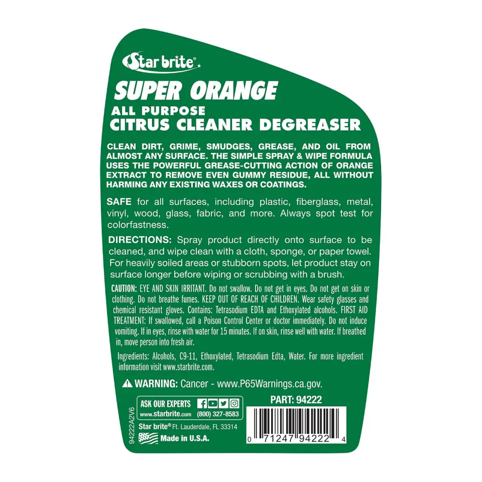 Starbrite® - Super Orange Çok Amaçlı Turunçgilli Temizleyici ve Yağ Sökücü (650 ml)  Narenciyenin Doğal Gücüyle En İnatçı Yağlara ve Yapışkanlara Son!