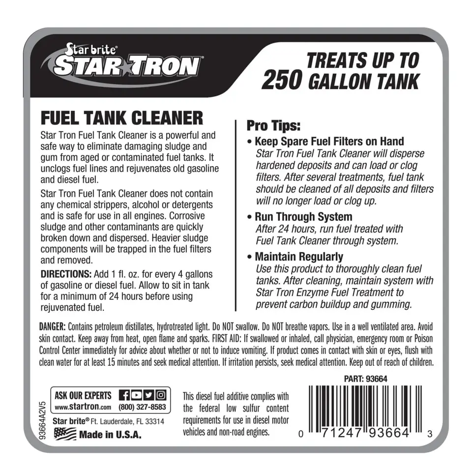 Starbrite® - Star Tron Enzim Katkılı Yakıt Tankı Temizleyici (1.9 Litre): Yakıt Çamuruna ve Bayat Yakıta Enzim Gücüyle Kesin Çözüm!