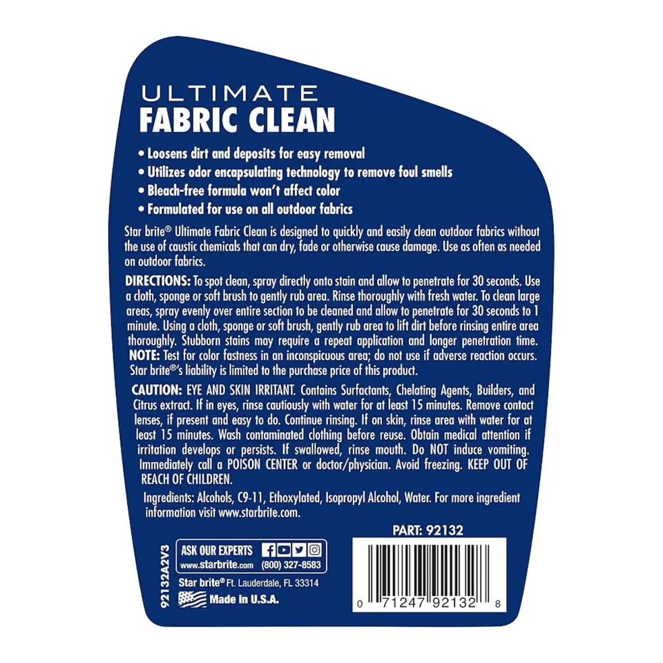 Starbrite® - Ultimate Kumaş Temizleyici (946 ml): Dış Mekan Kumaşlarınız İçin Çamaşır Suysuz Derinlemesine Temizlik ve Polimer Zırhı!