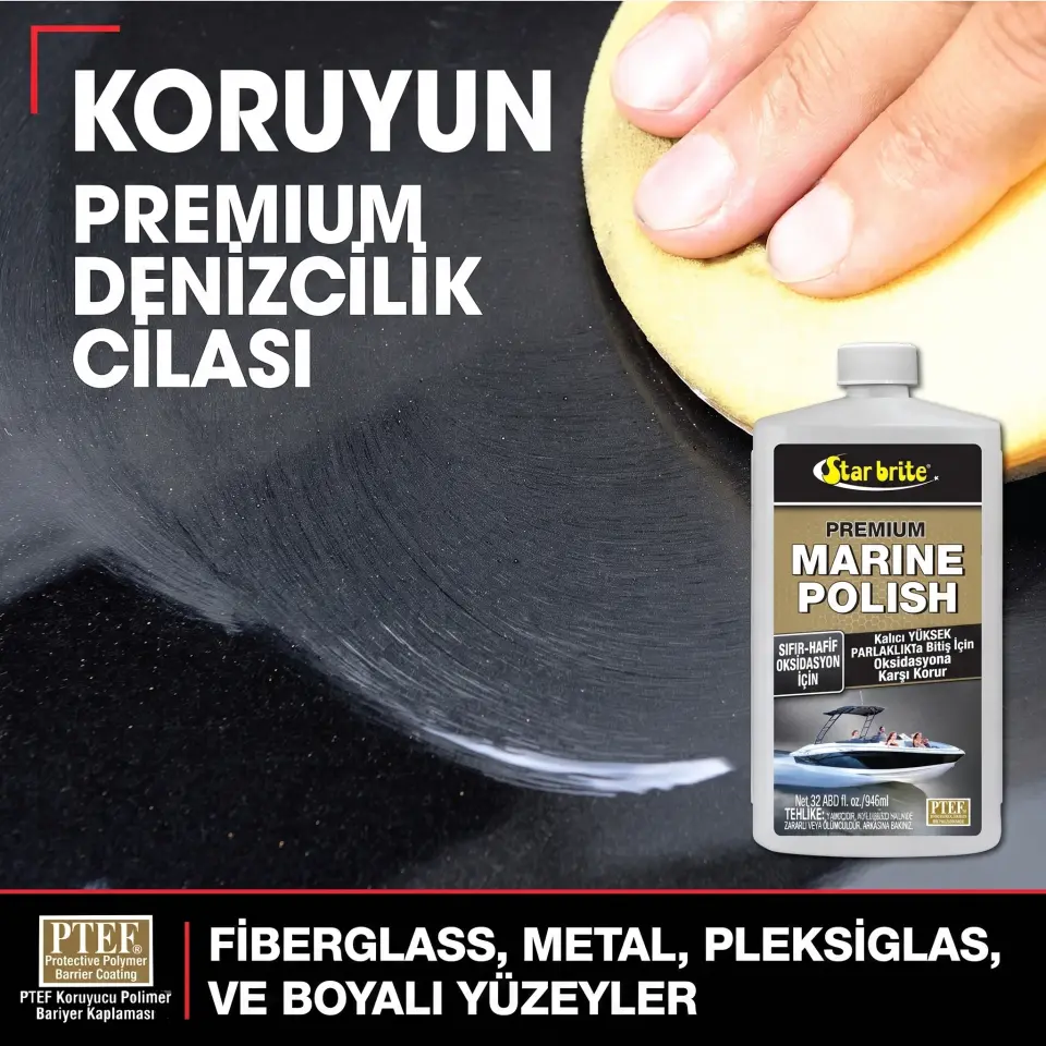 Starbrite® - PTEF® Teflonlu Premium Marin Cila (950 ml): Standart Cilalardan 5 Kat Daha Dayanıklı, Aynamsı Parlaklık ve Profesyonel UV Zırhı!