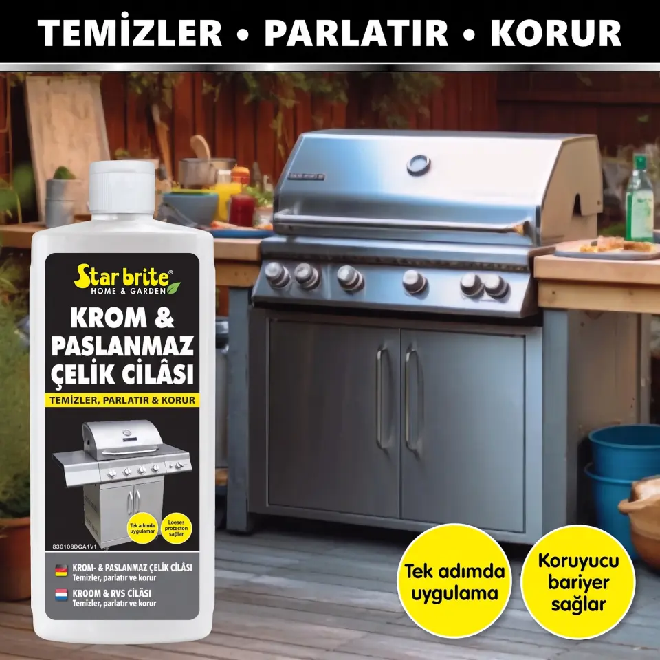 Starbrite® -  Krom ve Paslanmaz Çelik Parlatıcı (237 ml): Metal Aksamlarınızda Sert Ovmaya Son, Tuz ve pasa Karşı Uzun Ömürlü Ayna Parlaklığı!