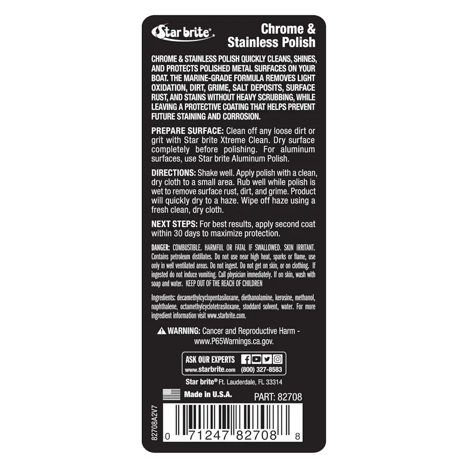 Starbrite® -  Krom ve Paslanmaz Çelik Parlatıcı (237 ml): Metal Aksamlarınızda Sert Ovmaya Son, Tuz ve pasa Karşı Uzun Ömürlü Ayna Parlaklığı!