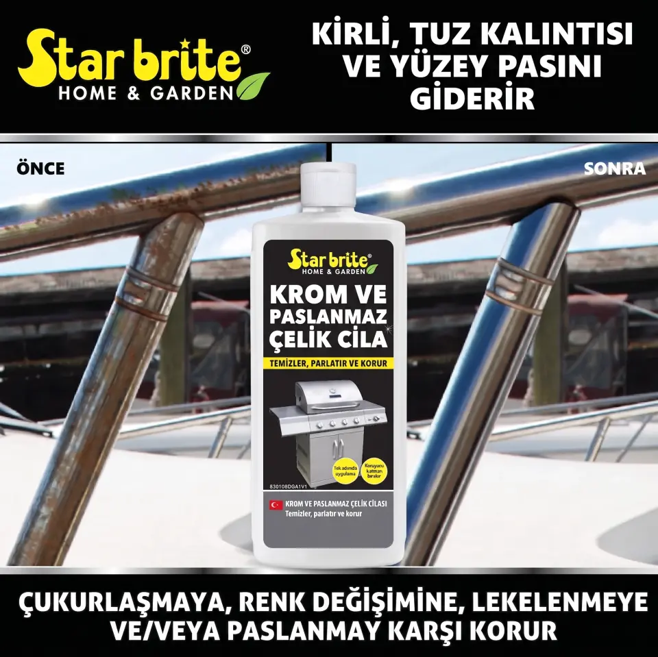 Starbrite® -  Krom ve Paslanmaz Çelik Parlatıcı (237 ml): Metal Aksamlarınızda Sert Ovmaya Son, Tuz ve pasa Karşı Uzun Ömürlü Ayna Parlaklığı!