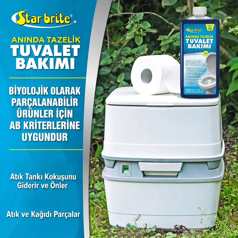 Starbrite® - Limon Kokulu Tuvalet ve Atık Tankı Katkısı (473 ml): Karavan ve Tekneler İçin Kokuya Son, Doğayla Barışık Kesin Çözüm!