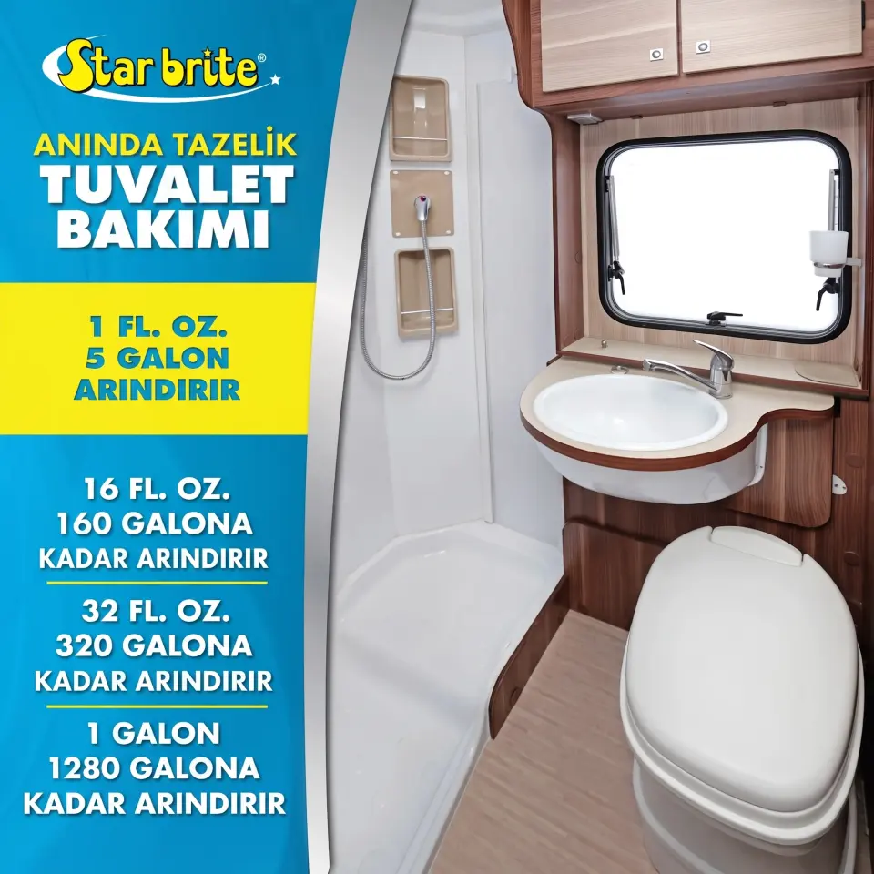 Starbrite® - Limon Kokulu Tuvalet ve Atık Tankı Katkısı (473 ml): Karavan ve Tekneler İçin Kokuya Son, Doğayla Barışık Kesin Çözüm!