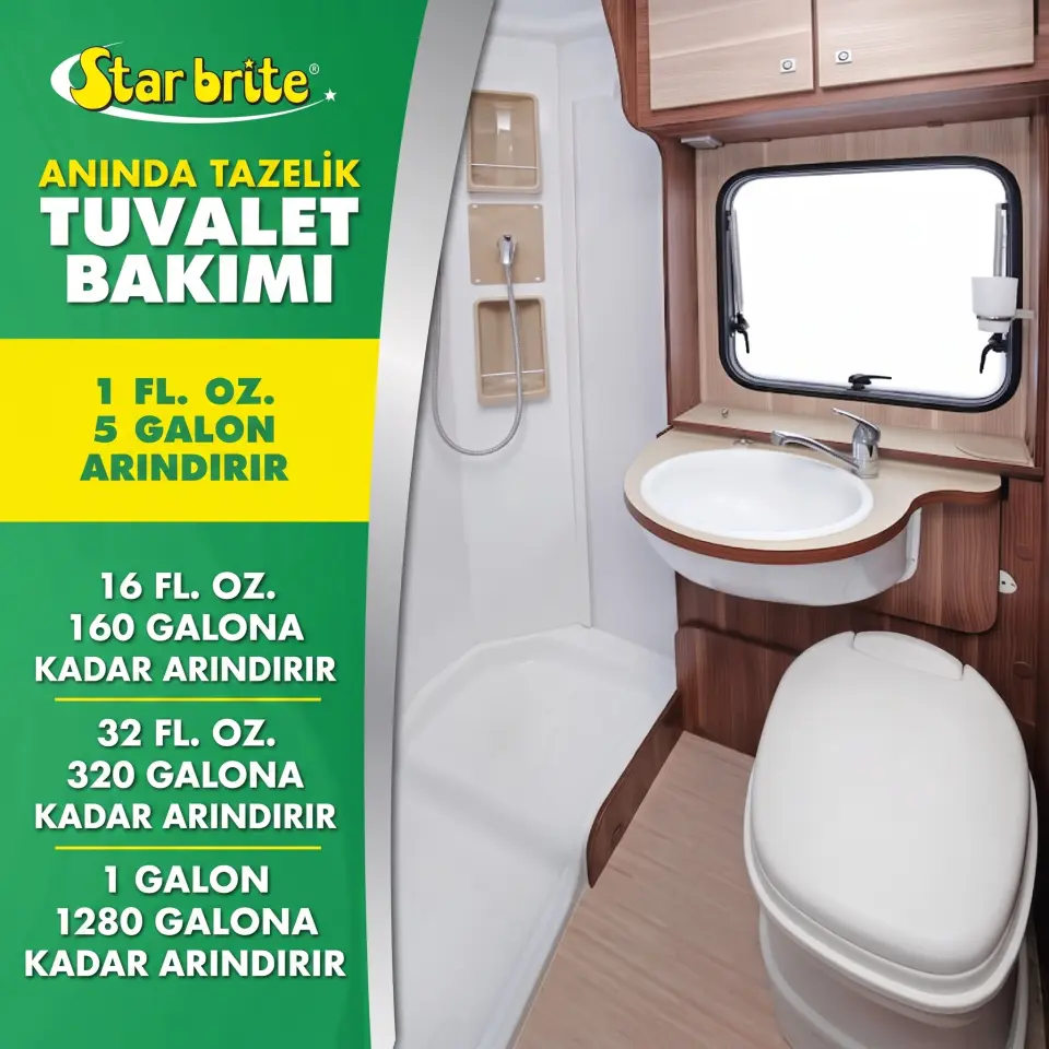 Starbrite® - Çam Kokulu Tuvalet ve Atık Tankı Katkısı (473 ml): Karavan ve Tekneler İçin Kokuya Son, Doğayla Barışık Kesin Çözüm!