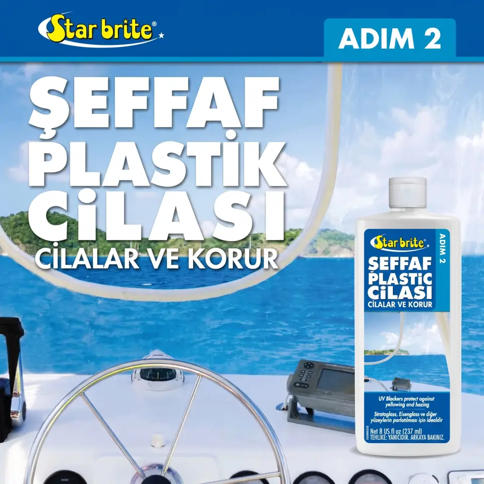 Starbrite® - Şeffaf Plastik Çizik Giderici - 2. Adım (237 ml): Teknelerinizdeki Sararmış ve Matlaşmış Plastiklere İlk Günkü Berraklığını Geri Verin!