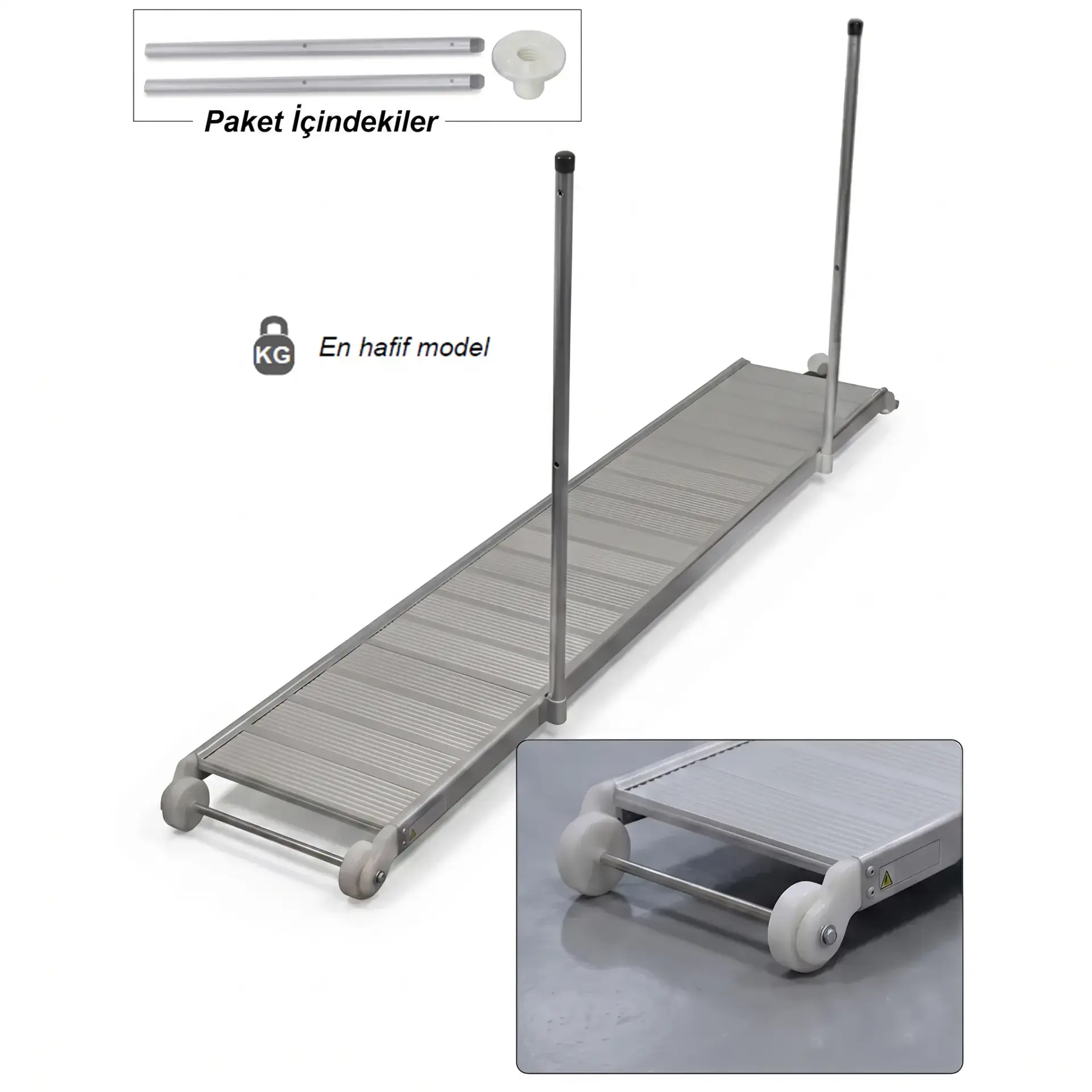 Sealux - Pasarella Tip 1S (Katlanmaz) Alüminyum (206x35 cm - 7.5 Kg): Ultra Hafif Model, Montaj Ayağı ve Tutamak Dahil