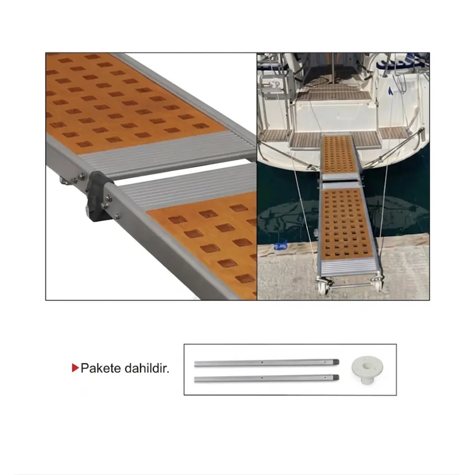 Sealux - Pasarella Tip 1K (Katlanır) Ahşap (206x35 cm - 10 kg): Montaj Ayağı ve Tutamak Dahil