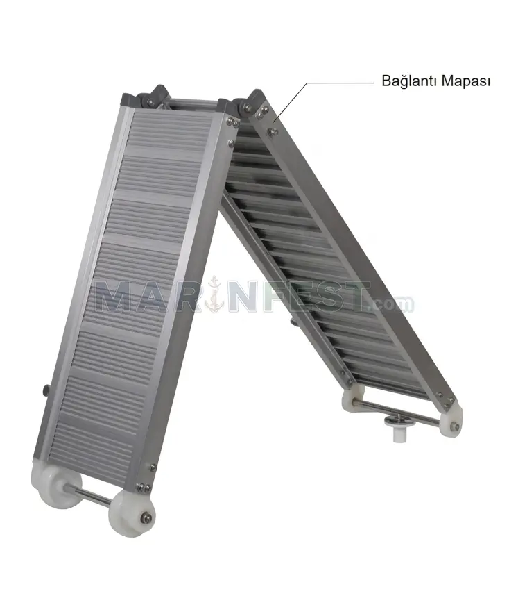 Sealux Tip 2-2K Pasarella Ahşap Basamaklı - 200x40 cm - 13 kg (Geniş Katlanır Seri) - Montaj Ayağı ve Tutamak Dahil