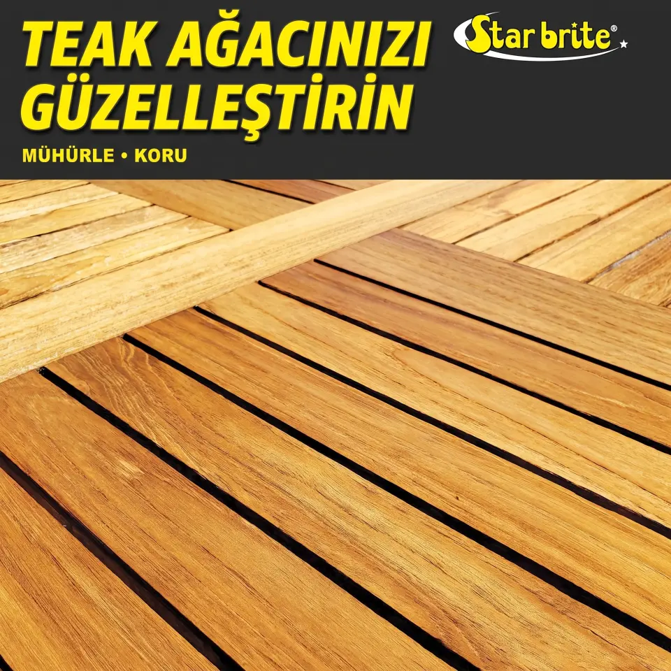 Starbrite® - Premium Altın Sarısı Tik Yağı - 3. Adım (946 ml): Standart Yağlardan 6 Kat Daha Dayanıklı, Tik Ahşaplarınız İçin Mükemmel Altın Parıltısı!